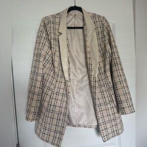 Entro Cream and Black Checkered Blazer